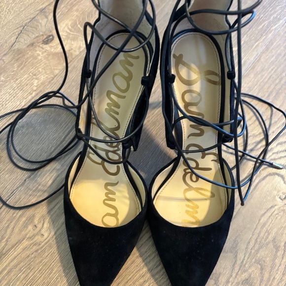 Sam Edelman Helaine lace up black suede Heels, 8.5 - Picture 10 of 13
